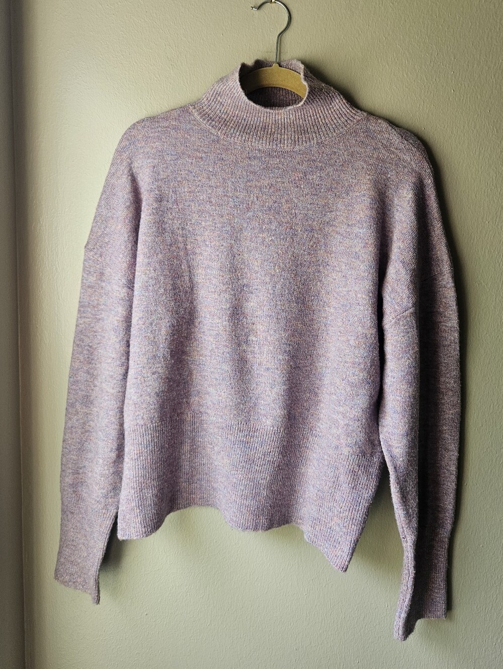 Soft Mock Neck Pastel Parisian Knit Sweater - Women Medium Large